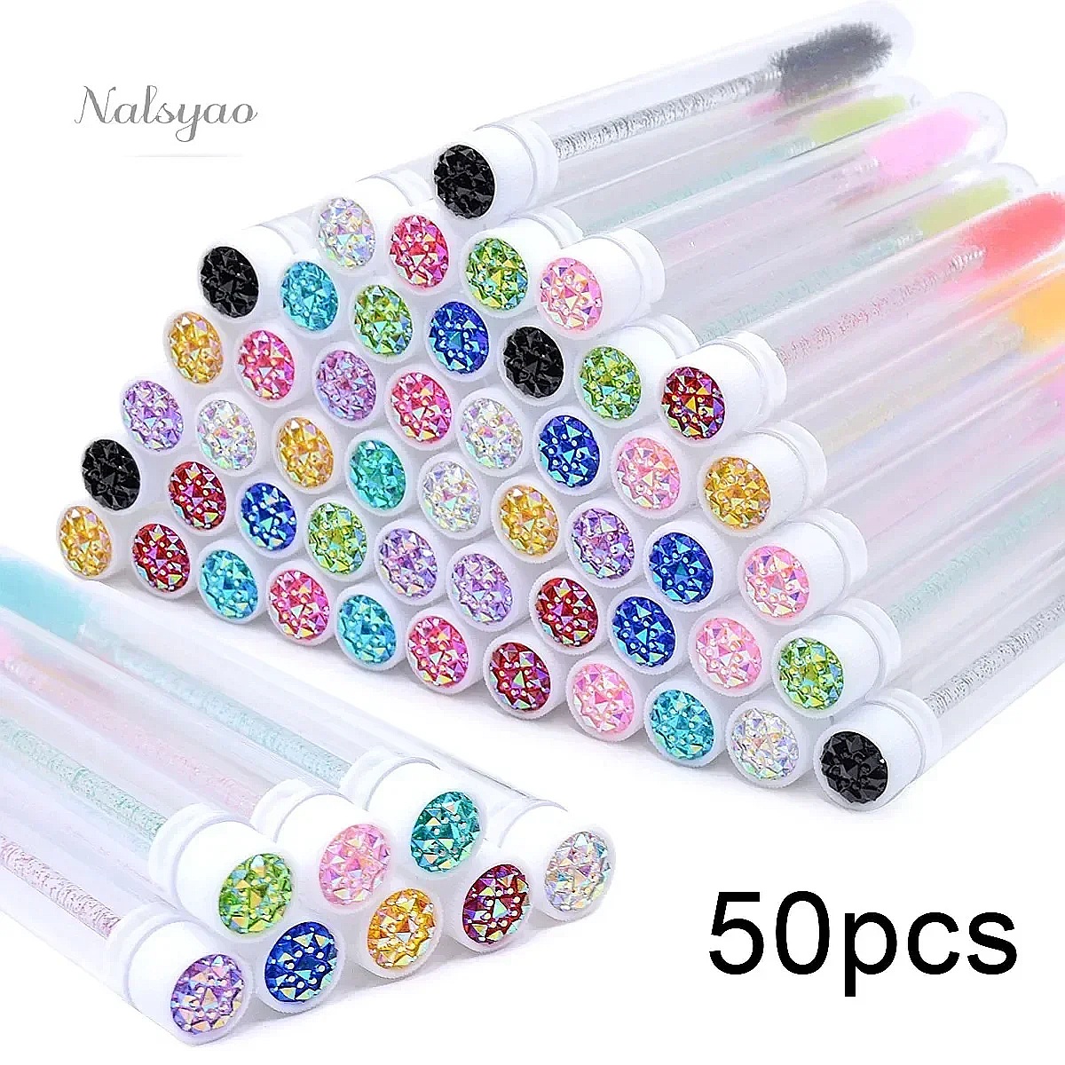Makeup Brush Set - 50Pcs Crystal Eyelash Brush Tubes with