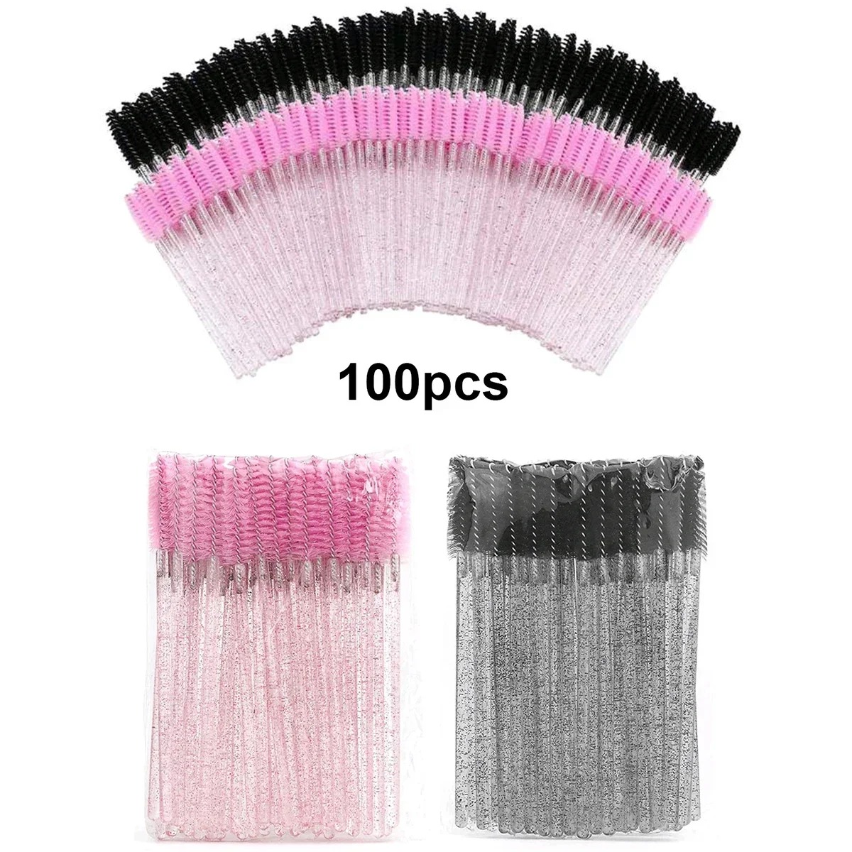 Makeup Brush Set - 100pcs Disposable Eyelash Brushes Spoolies Micro
