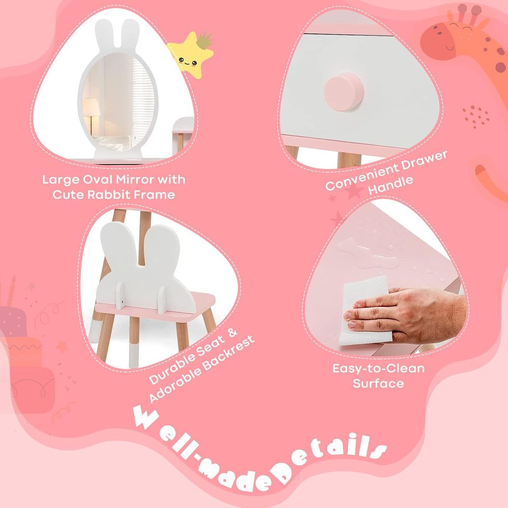 EY Kids Vanity, Rabbit Themed  - Beauty Makeup Chair ulasan dan harga
