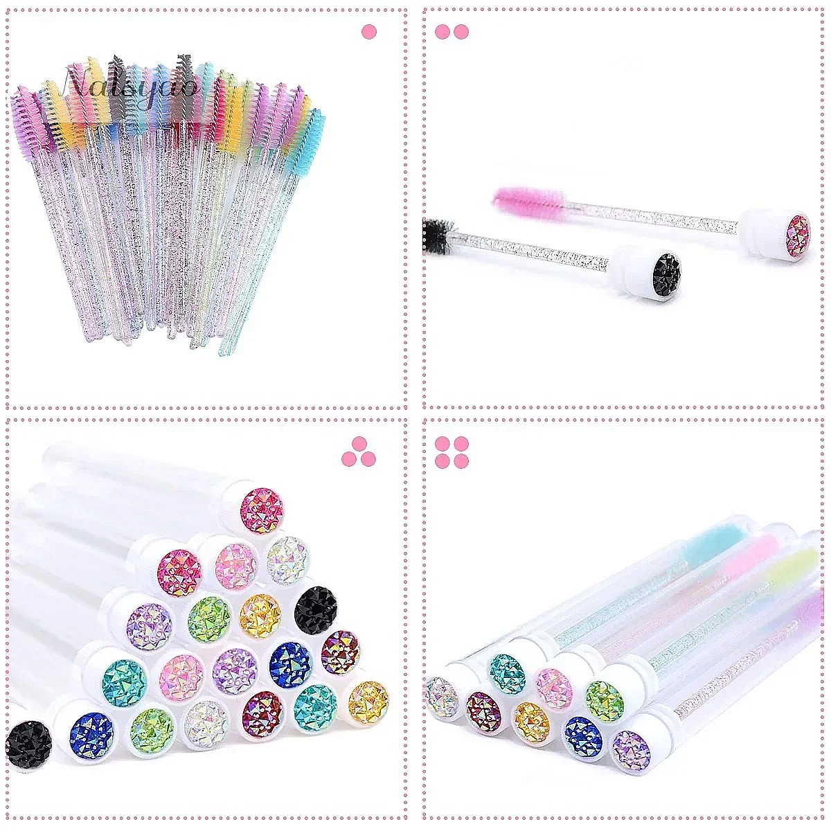 50Pcs Crystal Eyelash Brush Tu - Makeup Brush Set ulasan dan harga