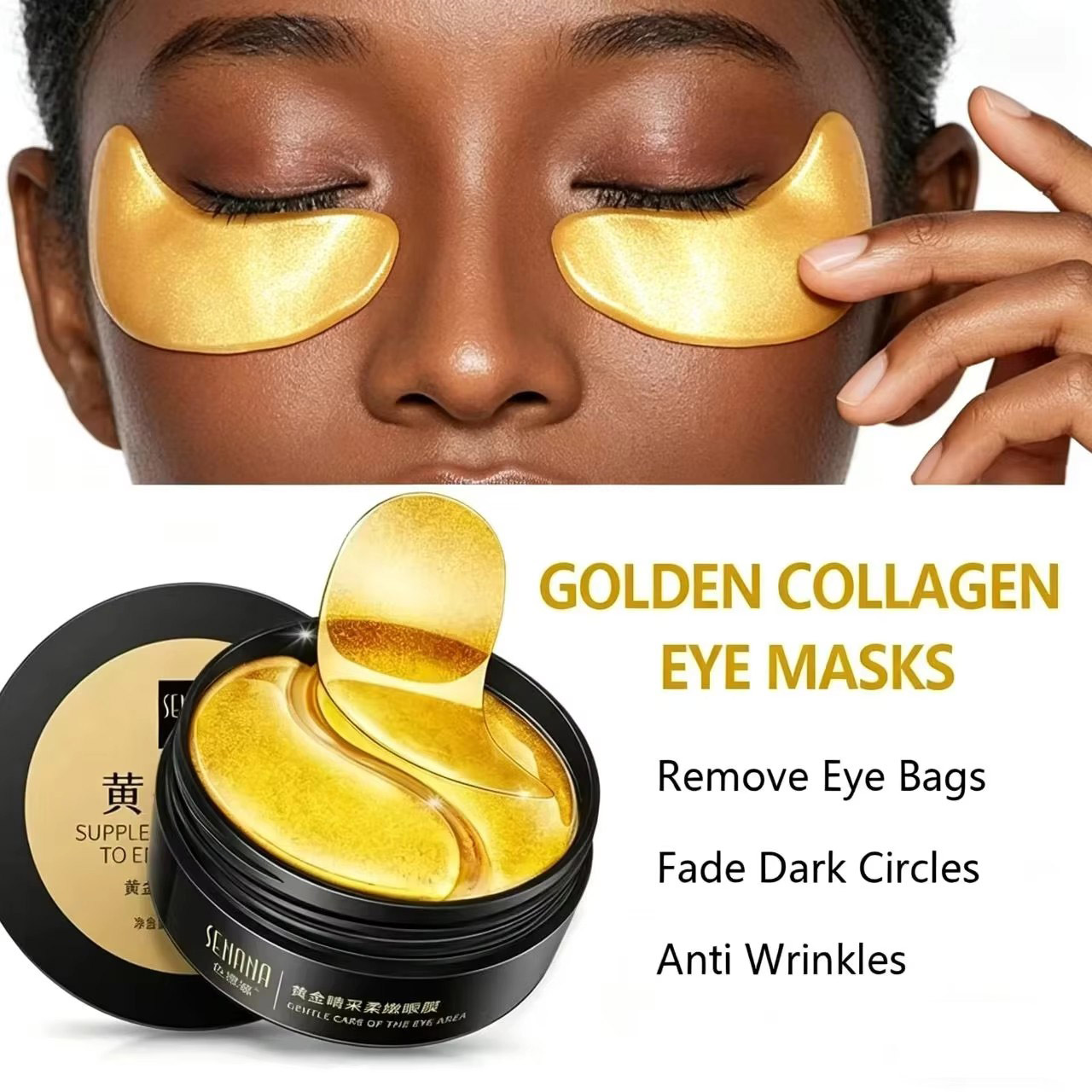 60pcs Golden Moisturizing Eye  - Collagen Eye Patch ulasan dan harga