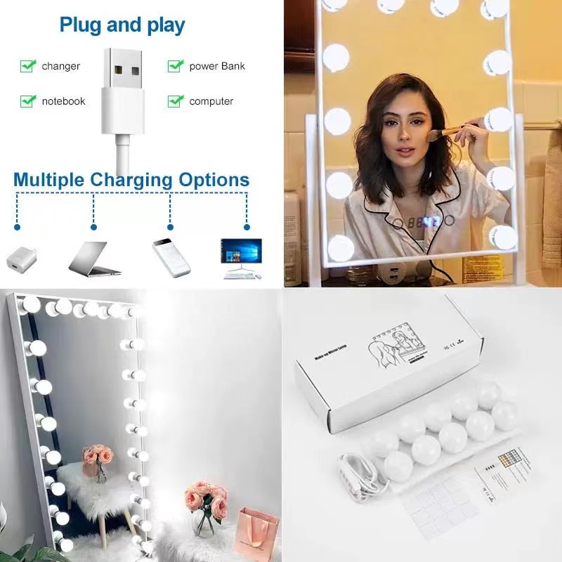 LED Light Paste Mirror Makeup  - Beauty Makeup Desk ulasan dan harga