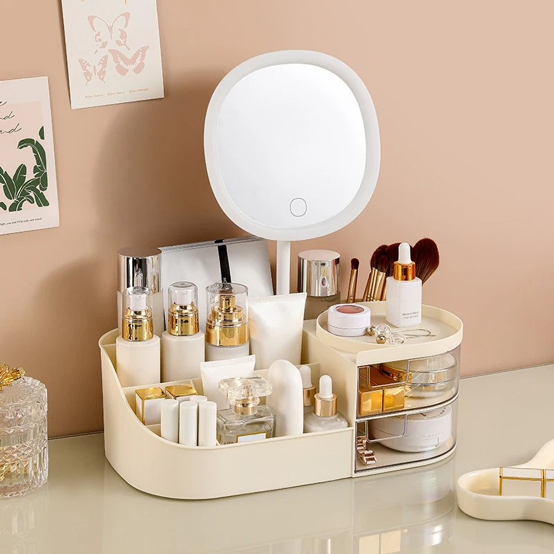 Makeup Storage Box With Mirror - Beauty Makeup Desk ulasan dan harga
