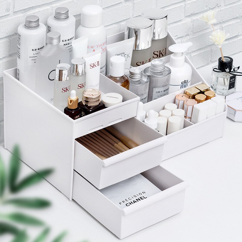 1PC White Plastic Makeup Stora - Beauty Makeup Desk ulasan dan harga