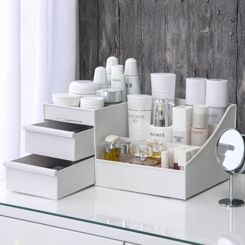1PC White Plastic Makeup Stora - Beauty Makeup Desk ulasan dan harga