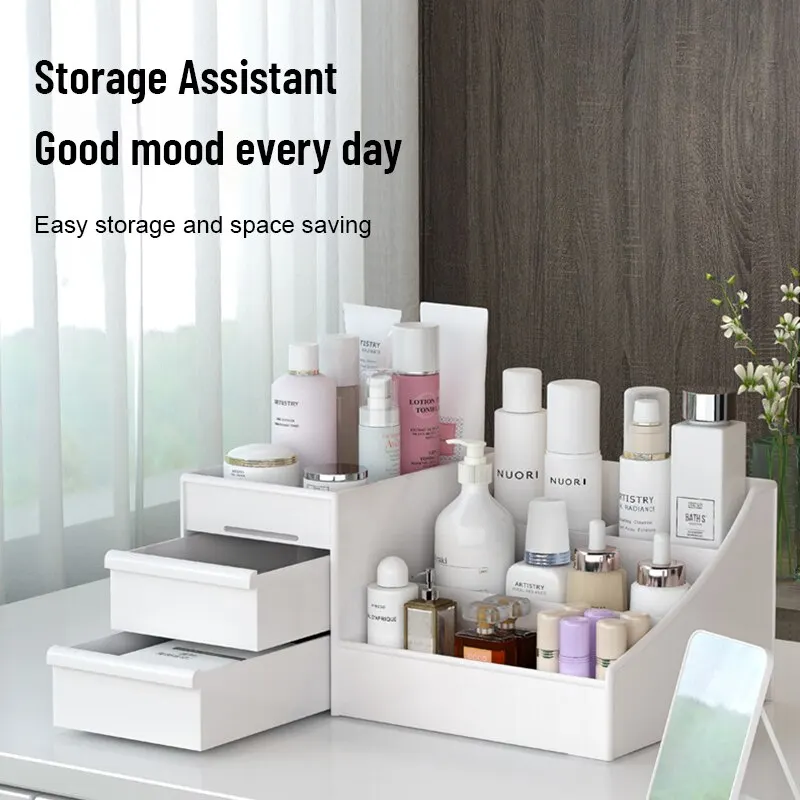 1PC White Plastic Makeup Stora - Beauty Makeup Desk ulasan dan harga