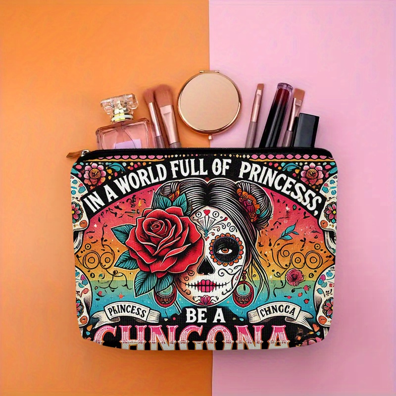 A Flower and skull cosmetic ba - Beauty Makeup Bag ulasan dan harga