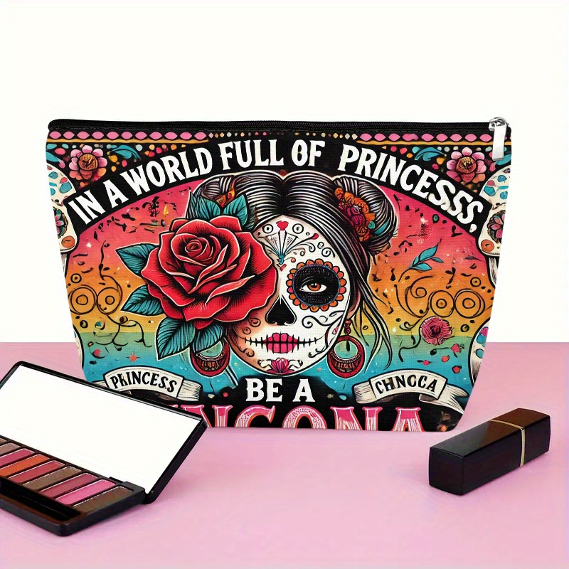 A Flower and skull cosmetic ba - Beauty Makeup Bag ulasan dan harga