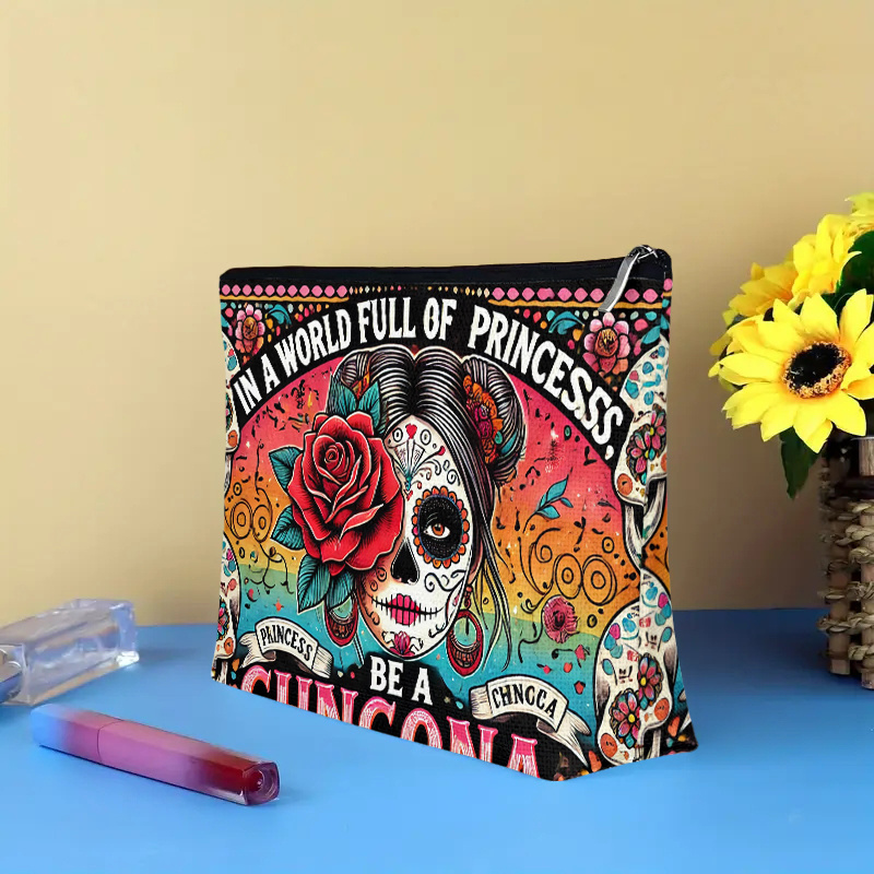 A Flower and skull cosmetic ba - Beauty Makeup Bag ulasan dan harga