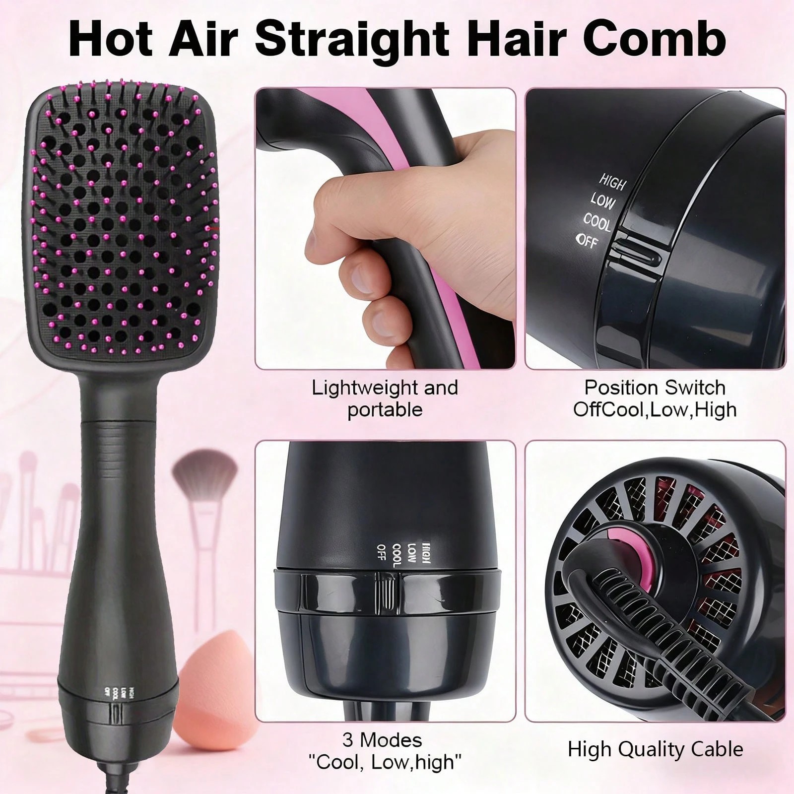 Tyrixma 1PC Hair Dryer Brush B - Hair Straightener ulasan dan harga